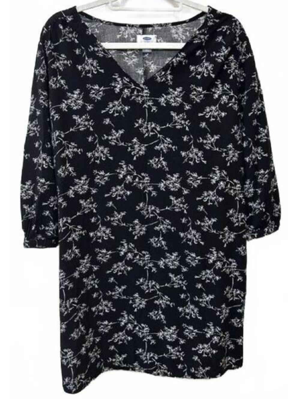 Old Navy Black Floral‎ Print Dress Cottagecore Dark Garden Artsy Women's Large